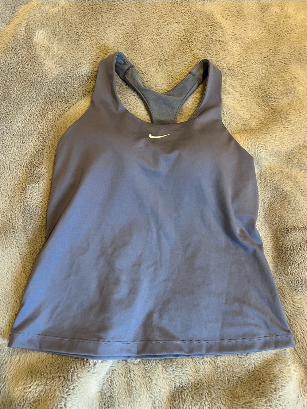 Nike Dri-FIT Women's Blue Racerback Tank Top S Scoop Neck Built-In Bra Logo